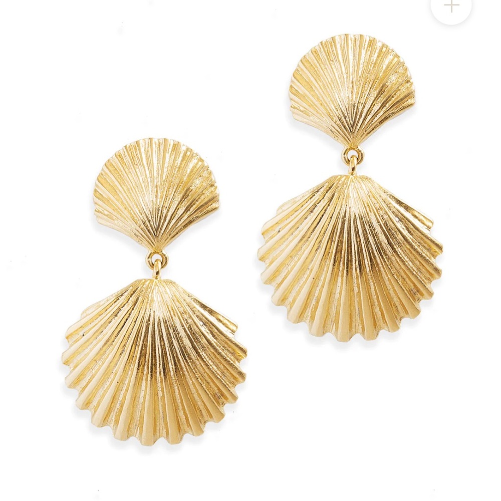 De La Mer gold shell earrings